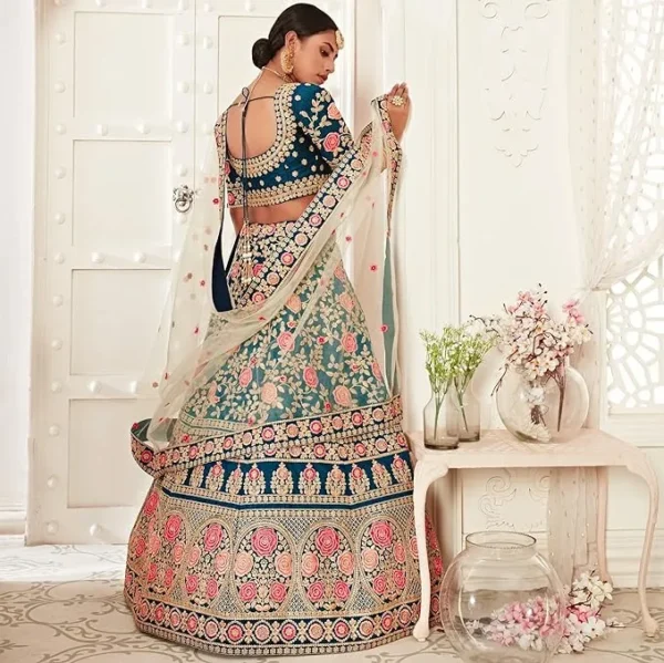 Faux Silk Semi stitched Lehenga Choli, Bridal Latest Lehenga - Image 4