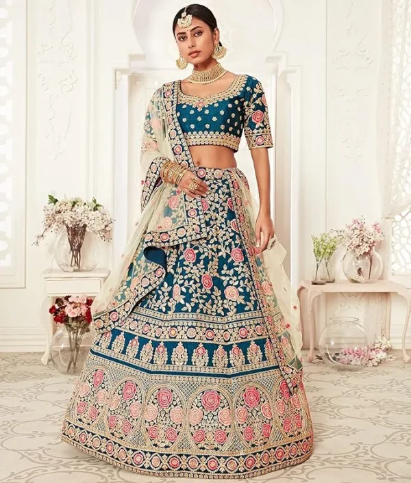 Faux Silk Semi stitched Lehenga Choli, Bridal Latest Lehenga