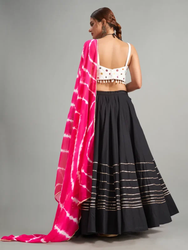 Black cotton silk chaniya choli for navratri - Image 3