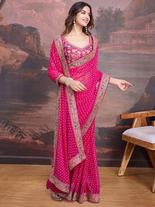 Embroidered Saree With Blouse - Image 4