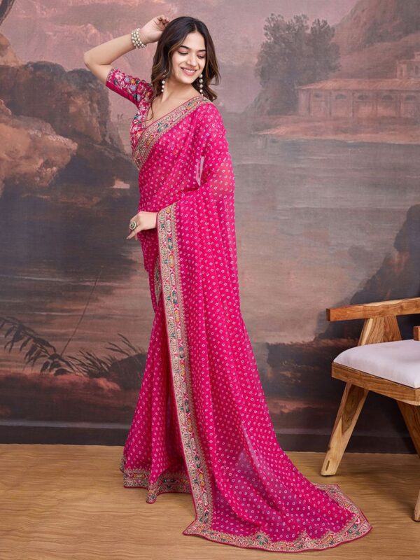 Embroidered Saree With Blouse - Image 3